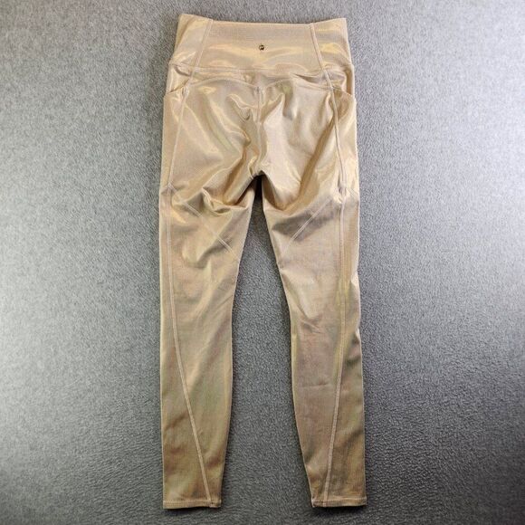 Fabletics Leggings Womens S Cream Micro Polka Dot Shiny Shimmer Pockets Ankle - Picture 13 of 14